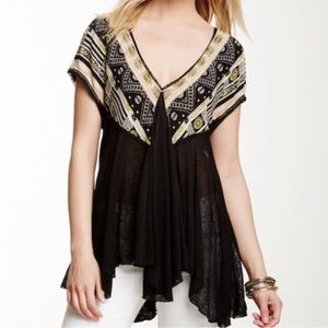Free People “We Are Golden” V-neck Tunic Top